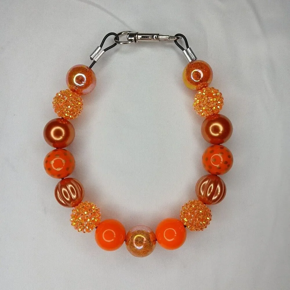 Handmade Fall Fun Beaded Dog Puppy Collar Necklace Jewelry Durable M 15